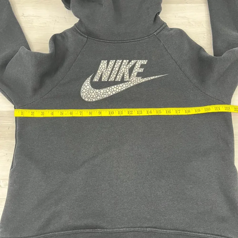 Nike Black Rally Funnel Neck Metallic Bubble Graphic Pullover Hoodie Sweatshirt